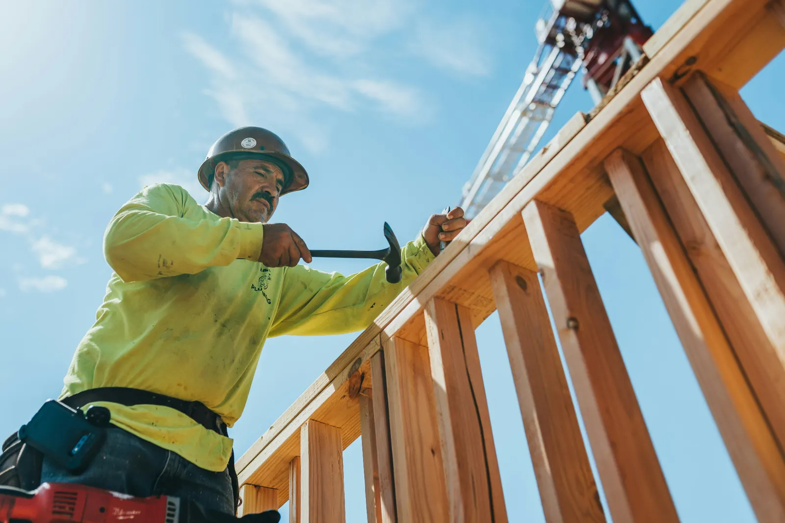 Connecticut contractor framing a home build — real on-site marketing content for a CT service business